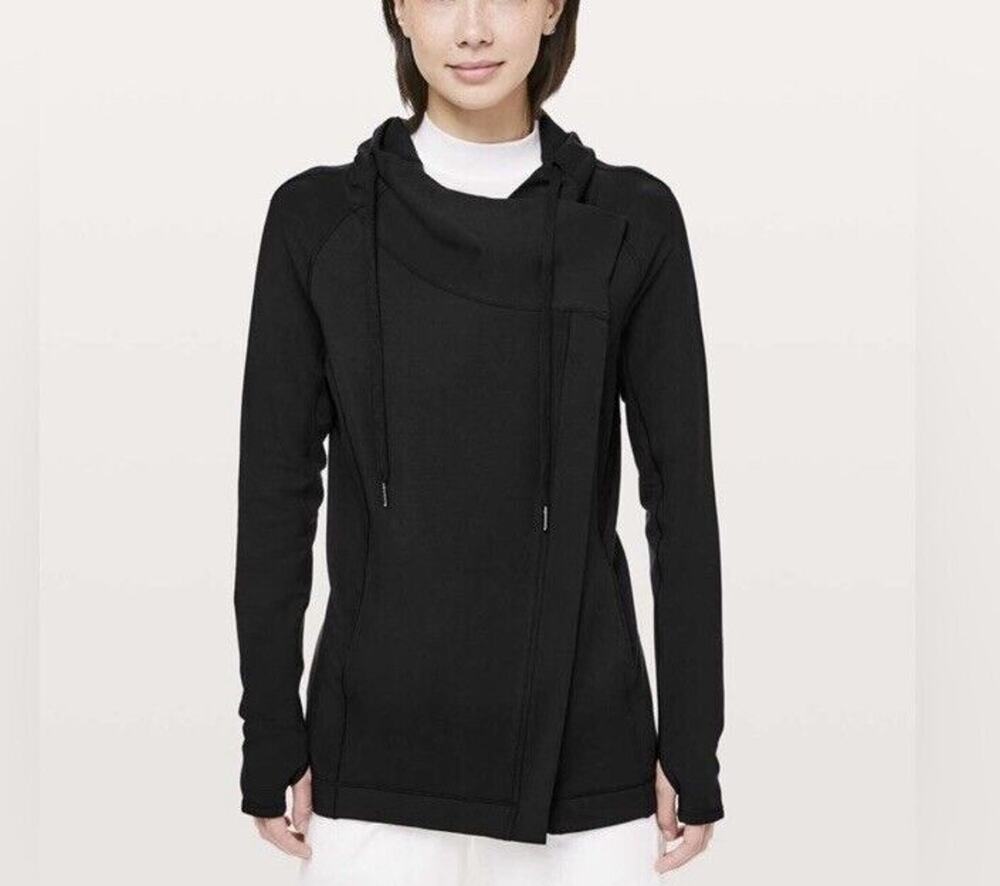 Lululemon Sz 8 Coast Easy Wrap Black Sweatshirt Cocoon Jacket